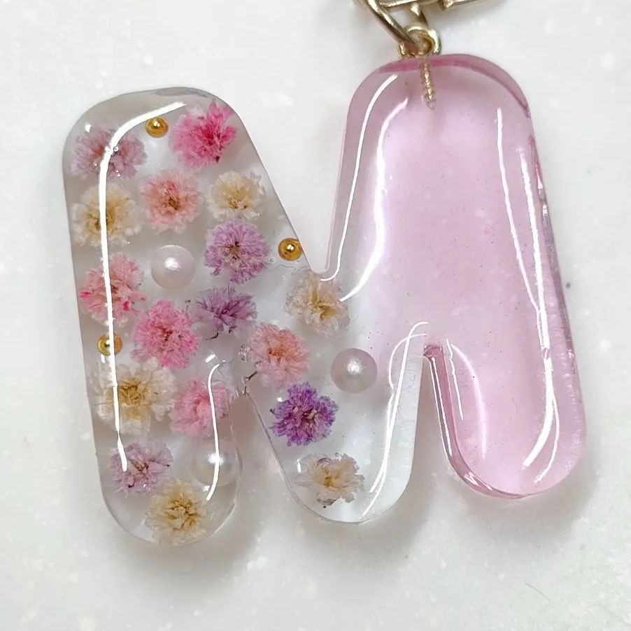 No.75】バッグチャーム イニシャルキーホルダー ハンドメイド