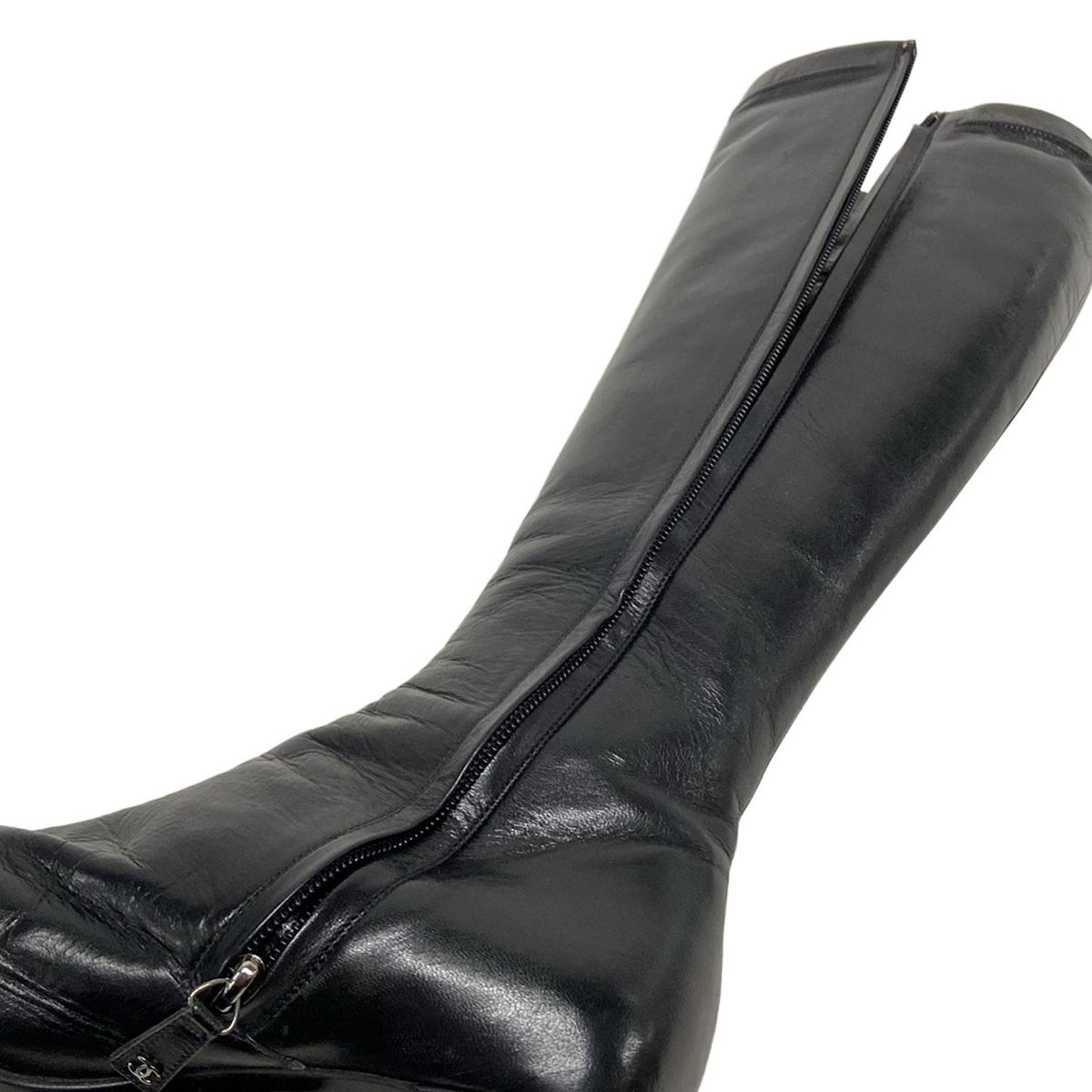 CHANEL シャネル ロングブーツ 38 1|2 レディース - 黒 ココマーク レザー NICORILABO_COM