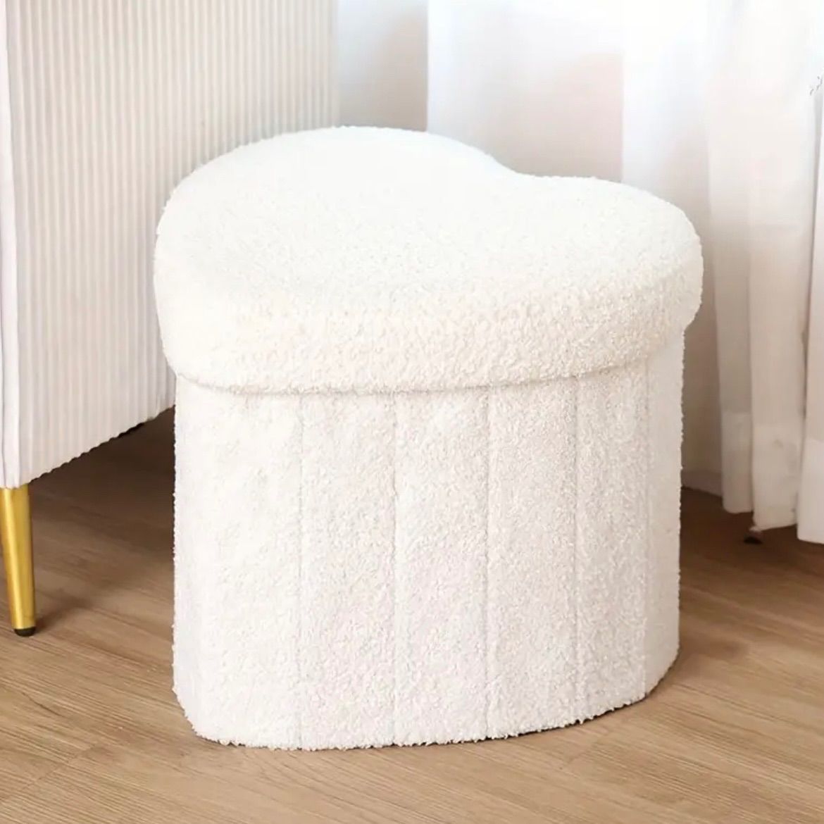 チェア 椅子 北欧 おしゃれ スツール ハート型 ハート 収納 スツール 収納スツール ソフトフリース 折りたたみ式 家庭 オフィス リビングルーム ダイニングルーム キッズルーム 子供部屋 キッズ 子供 かわいい おしゃれ ユニーク 個性的 ホワイト 白
