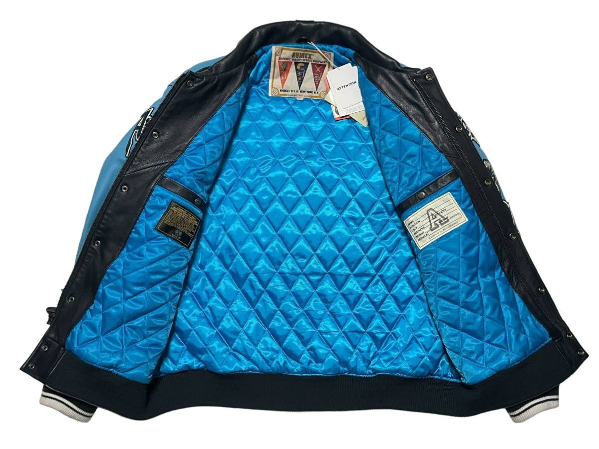 良品② AVIREX【XL】革ライダース◇レザーMA-1◇TOPGUNハーレー 極美品 XL AVIREX アビレックス LION 2TONE VARSITY JACKET