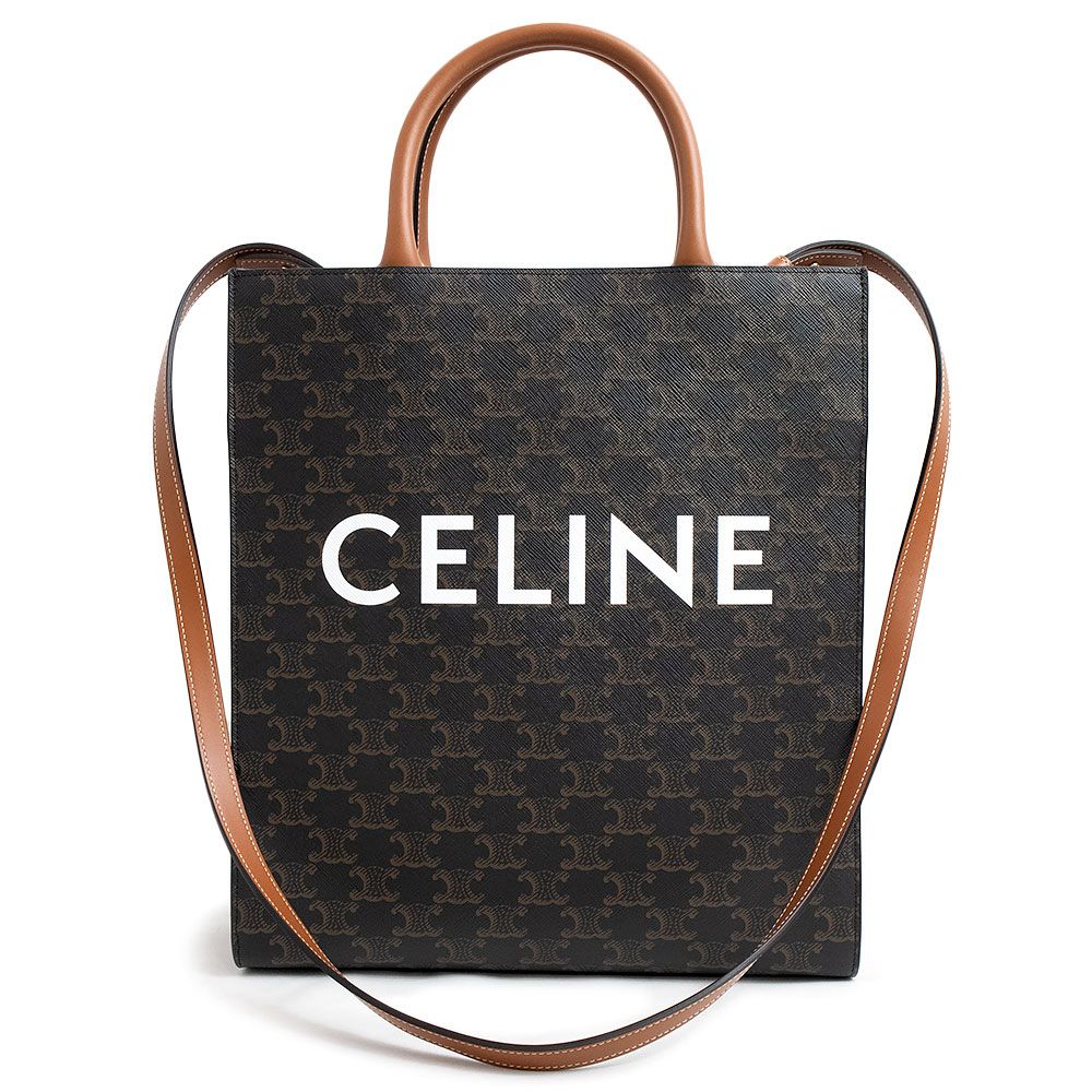 セリーヌ セリーヌ CELINE スモール バーティカル カバ 2way ショルダー ハンドバッグ 斜め掛け トリオンフキャンバス カーフスキン  レザー タン ブラウン 茶 ゴールド金具 191542 CELINE（新品・未使用品） - メルカリ