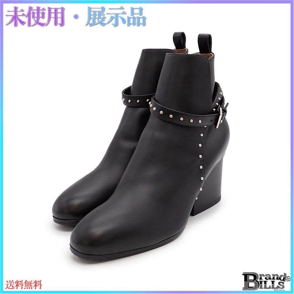 エルメス】黒レザー ロングブーツ ヒール8cm ブランドロゴ付き エルメス】黒レザー ロングブーツ ヒール8cm ブランドロゴ付き