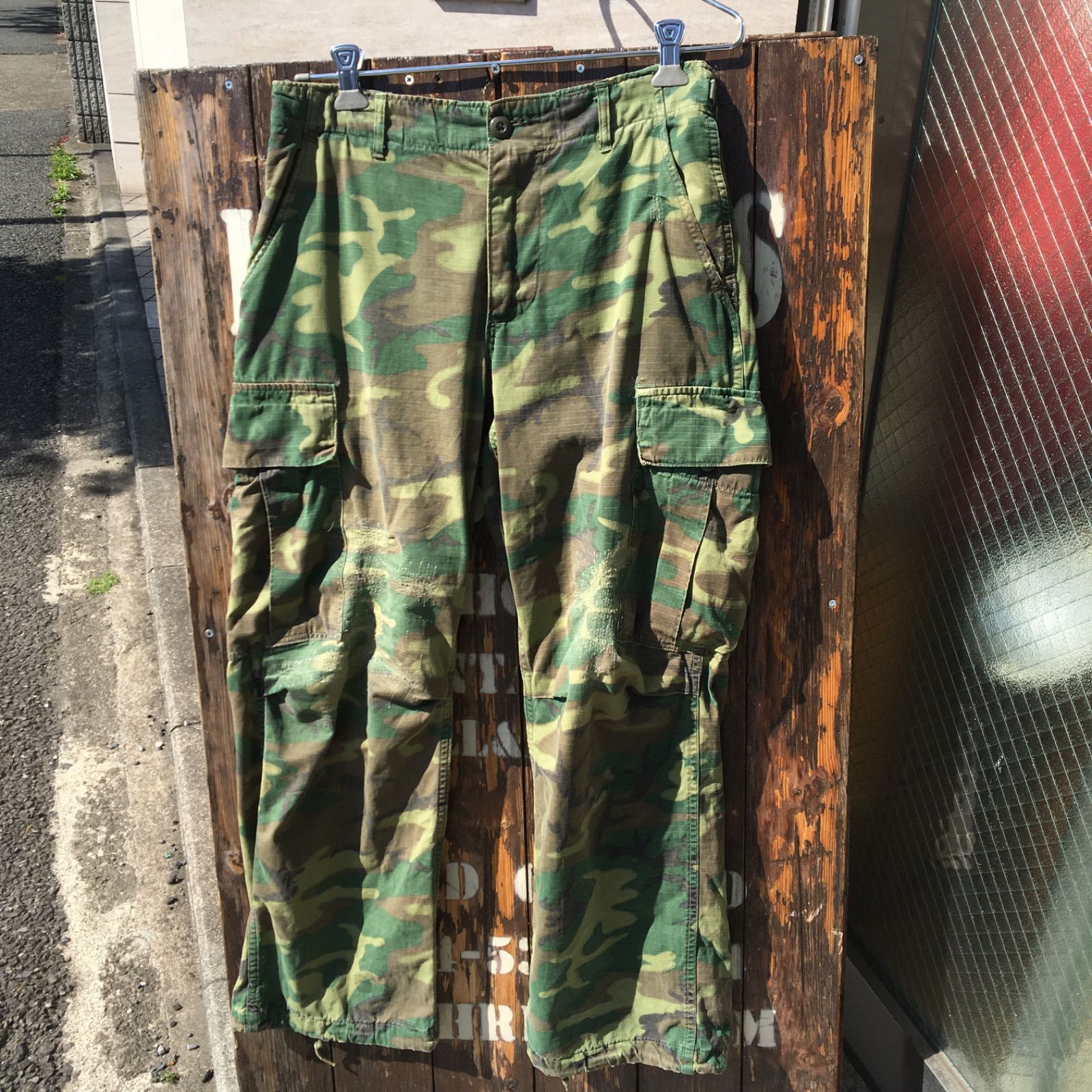 60's Vintage【US ARMY】ERDL ジャングルファティーグ ミリタリーカーゴパンツ グリーンリーフ ＮＡＭ戦リーフ◆Size：US-S-S