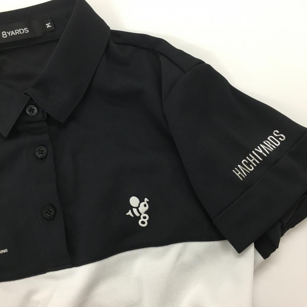 美品】ハチヤーズ 半袖ポロシャツ ダークネイビー×白 後ろ上部柄