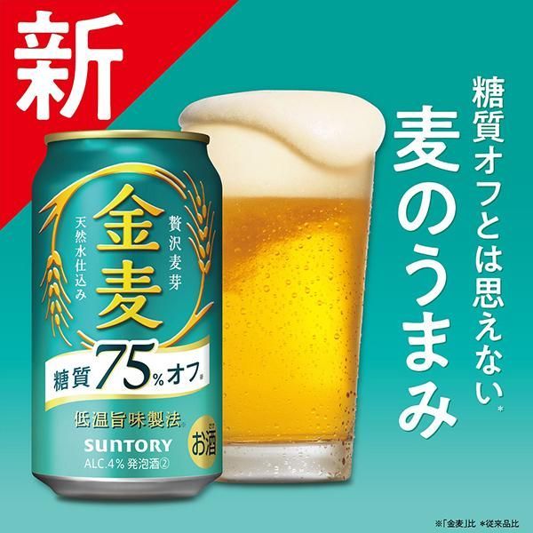 ビール beer 金麦 糖質75%OFF 350ml 24本 発泡酒 第3のビール 送料無料 サントリー 金麦 糖質75%off オフ 350ml×1ケース/24本(024)『YML』 第三のビール