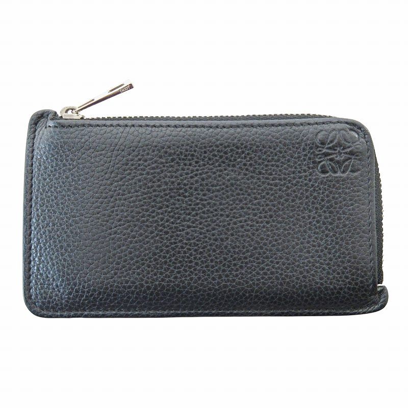 ロエベ LOEWE カードホルダーコインケース アナグラム レザー L字ファスナー ブラック 黒 0206