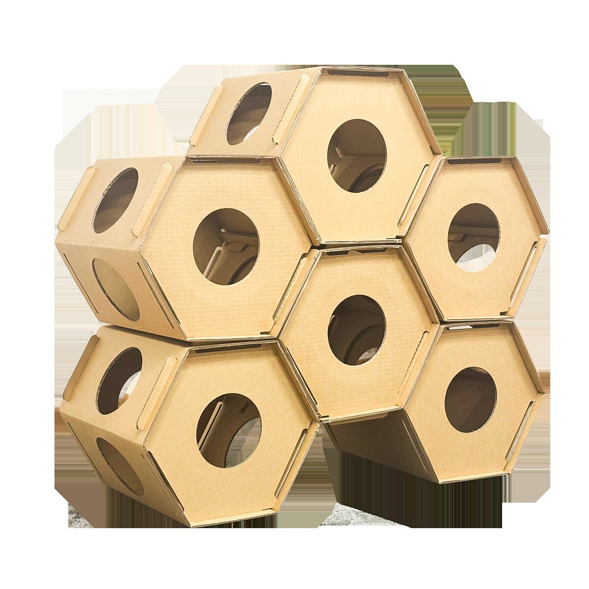 ♪ ６個セット つなげられる ヘキサゴンタイプ 猫ハウス ECO素材 キャットハウス