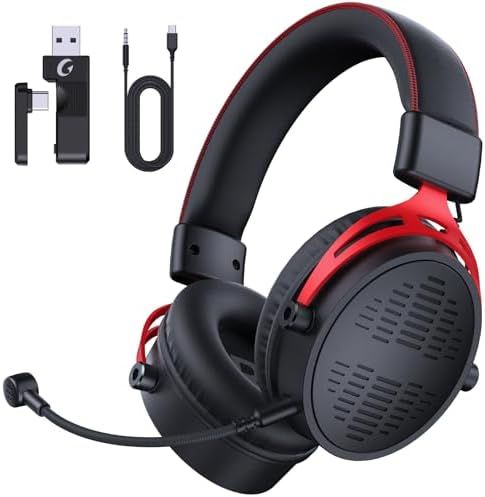 ゲーミングヘッドセット 2.4G USB|Type-cアダプター|Bluetooth 5.3|有線 4WAY接続ワイヤレスヘッドセット低遅延ゲームヘッドセット 60H再生 無線ゲーミングヘッドホン 着脱式マイク|ミュート pc ps5 p