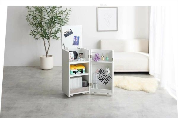 幅33cm 推し活 スッキリ収納 キャスター付きコンパクト収納ワゴン 棚 キャビネット リビング シンプル