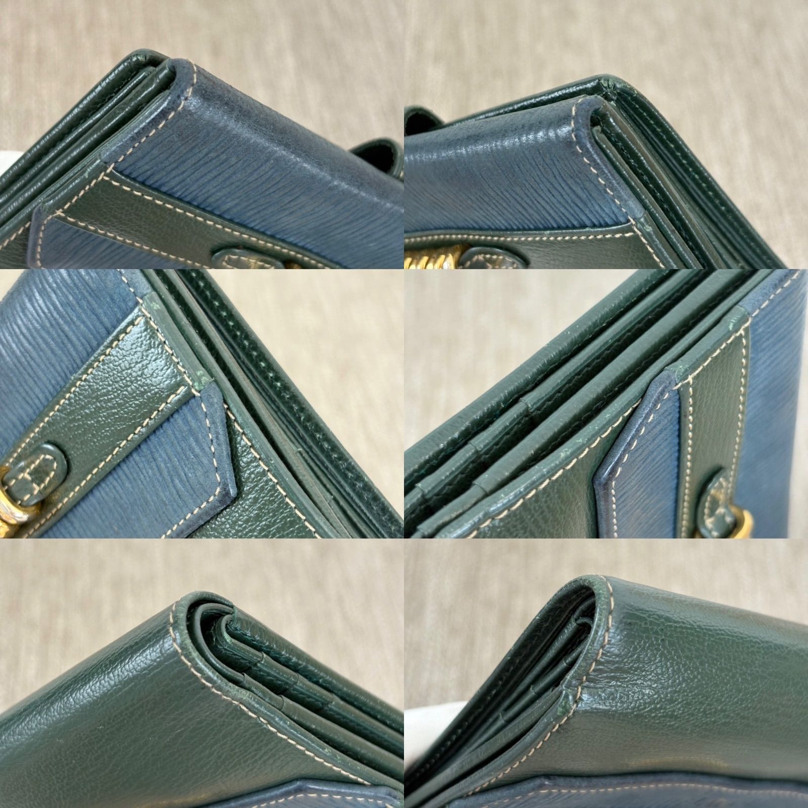 ロエベ　折り財布　レザー　ヴィンテージ 箱付き】ロエベ 折り財布 ベラスケス グリーン レザー