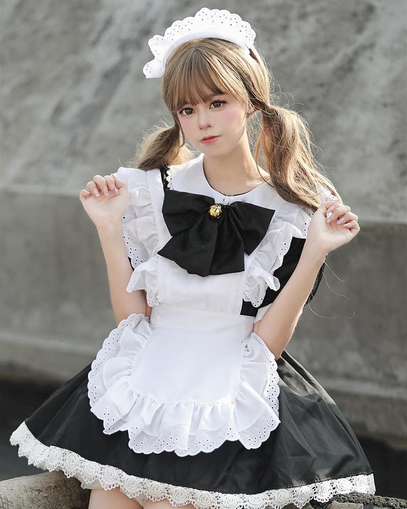 【特価商品】[AOTYP] メイド服 コスプレ コンカフェ メイド レースフリフリ ショート丈 メイドコスチューム ハロウィン仮装 レディース セット 一式 こすぷれ イベント パーティー 大人 ハロウィン 学園祭 撮影 オタクダンス