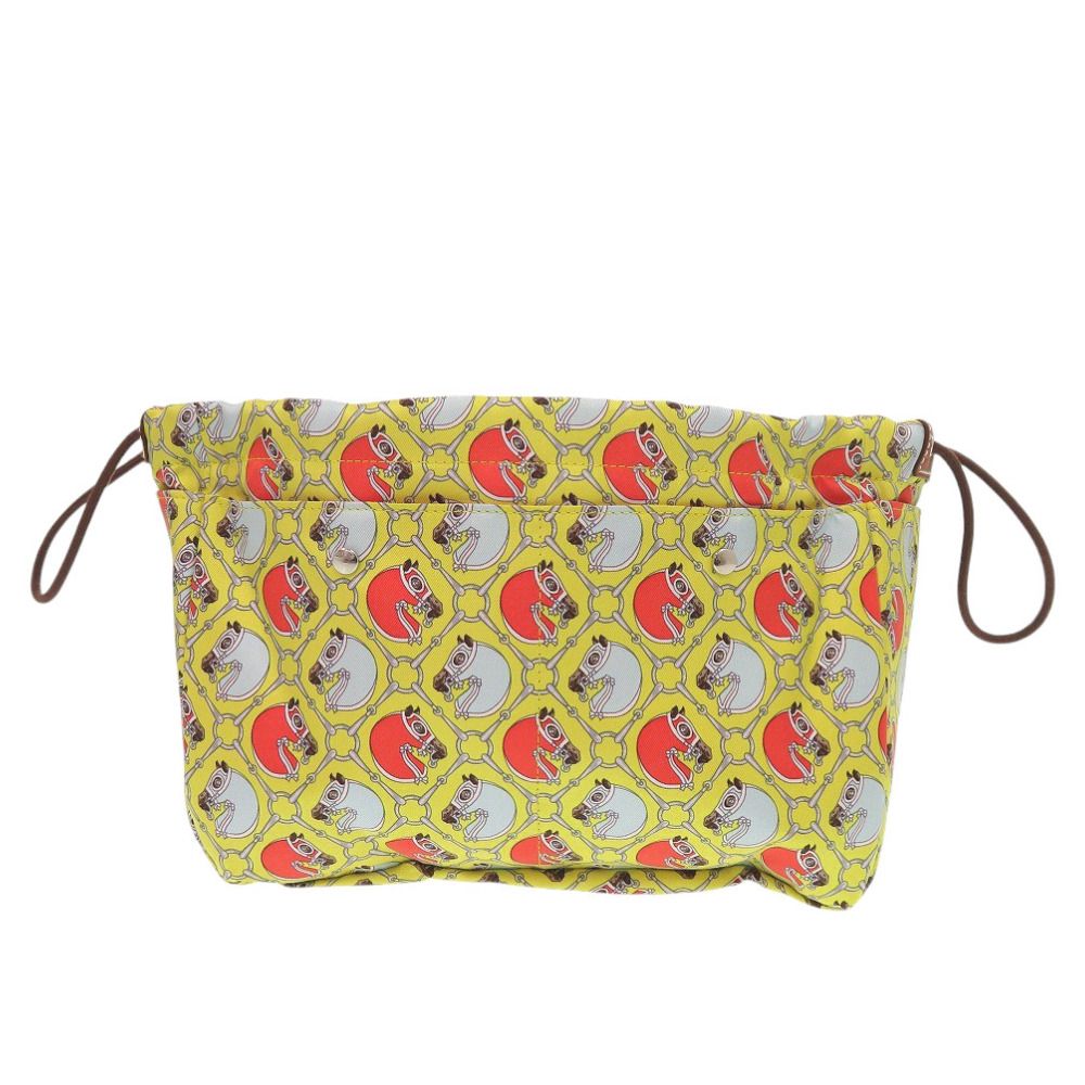 新品同様 エルメス フールビ 25 バッグインバッグ シルク ライム