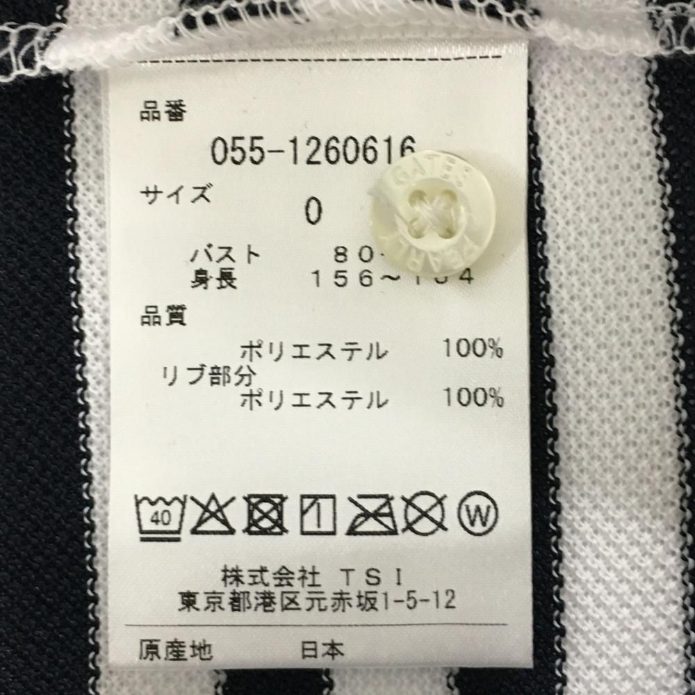 新品】パーリーゲイツ 半袖ポロシャツ 白×ネイビー 販売 ボーダー ヤシ