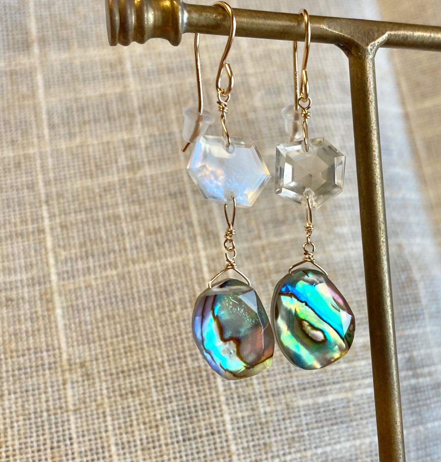 天然石14kgfマザーオブパールトリプレットとアバロンシェル  