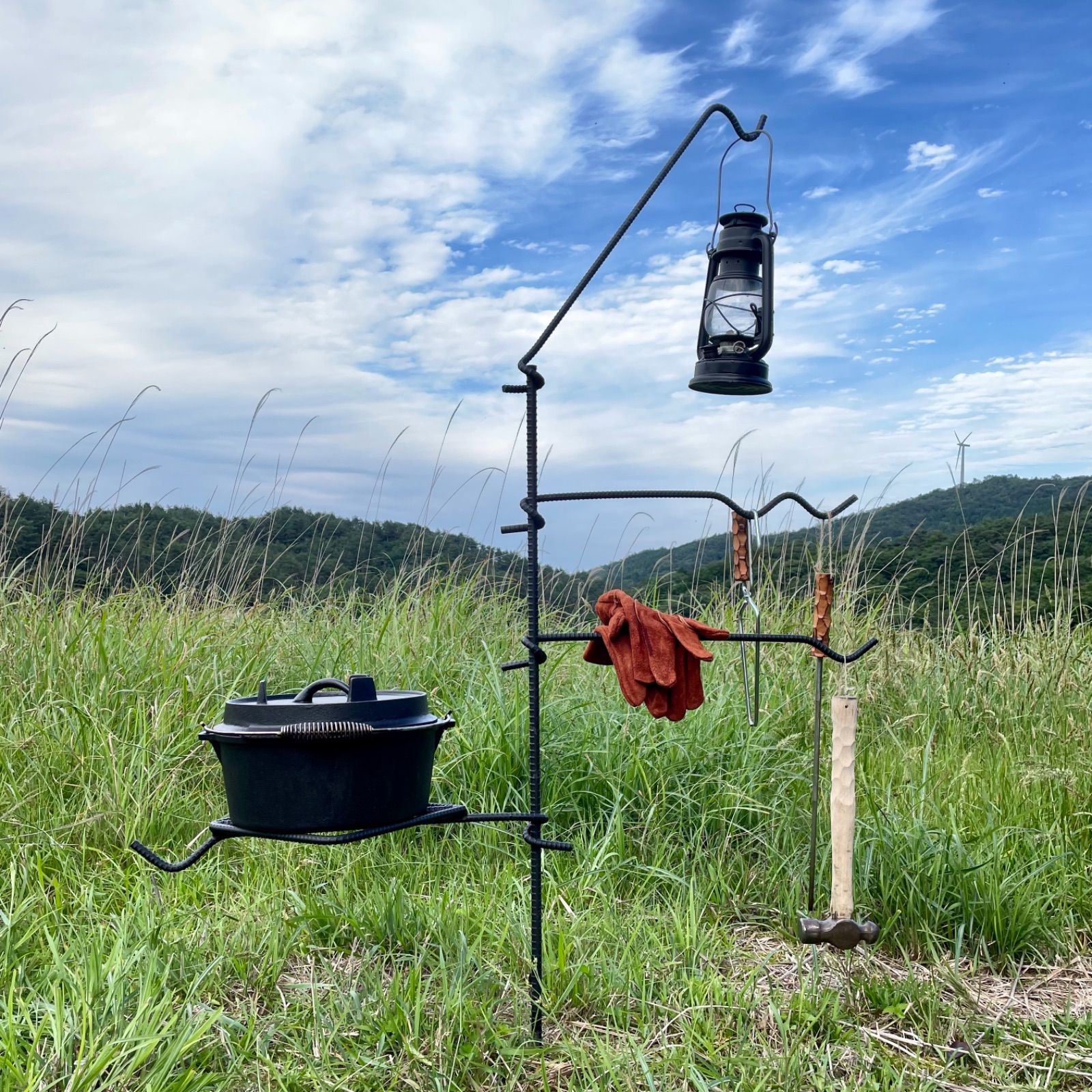 焚き火ハンガー　ランタンハンガー　フライパン置き　鍋置き　キャンプ　アウトドア 焚き火ハンガー ランタンハンガー フライパン置き 鍋置き