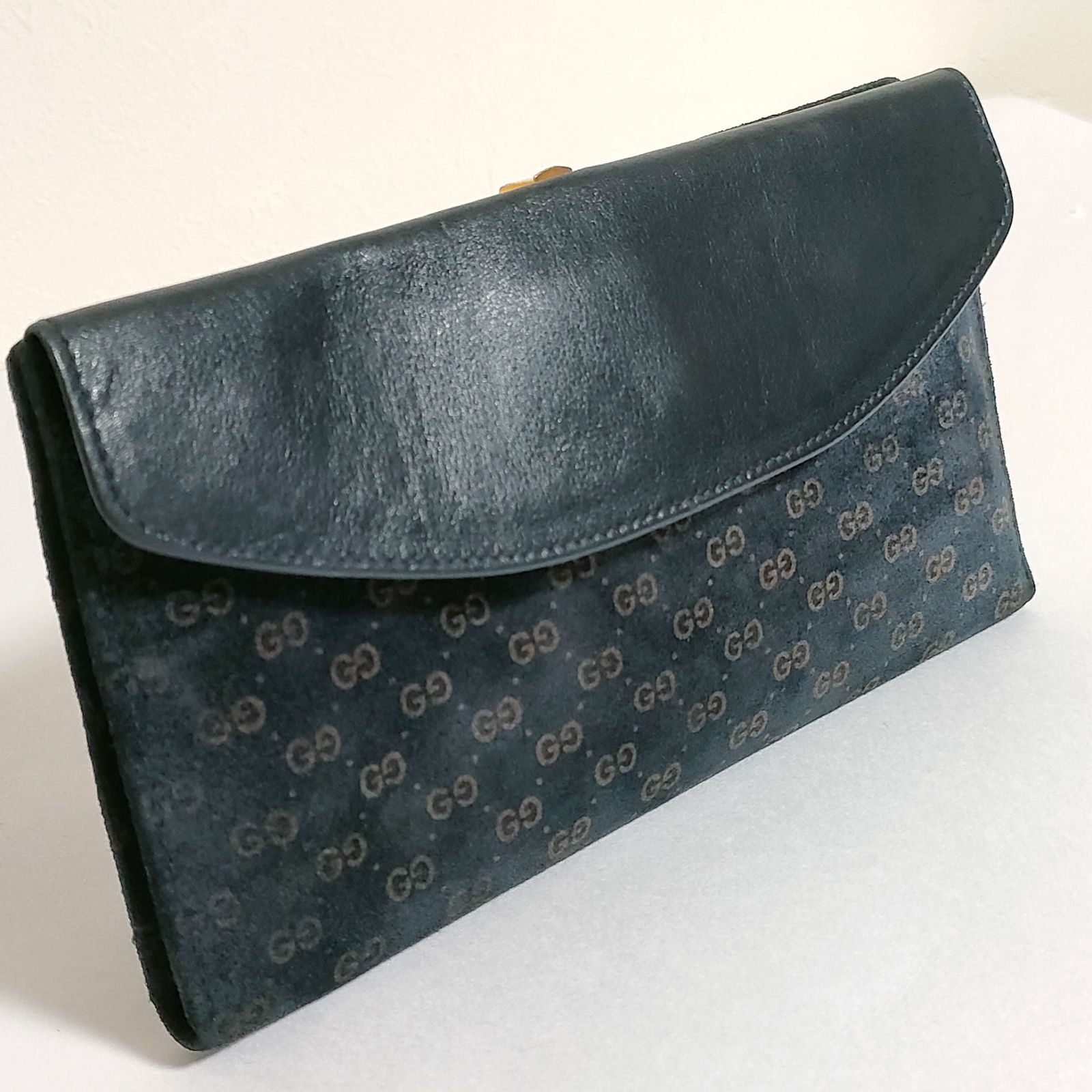 ヴィンテージ】GUCCI 長財布 オールドグッチ スエード レザー ダーク 