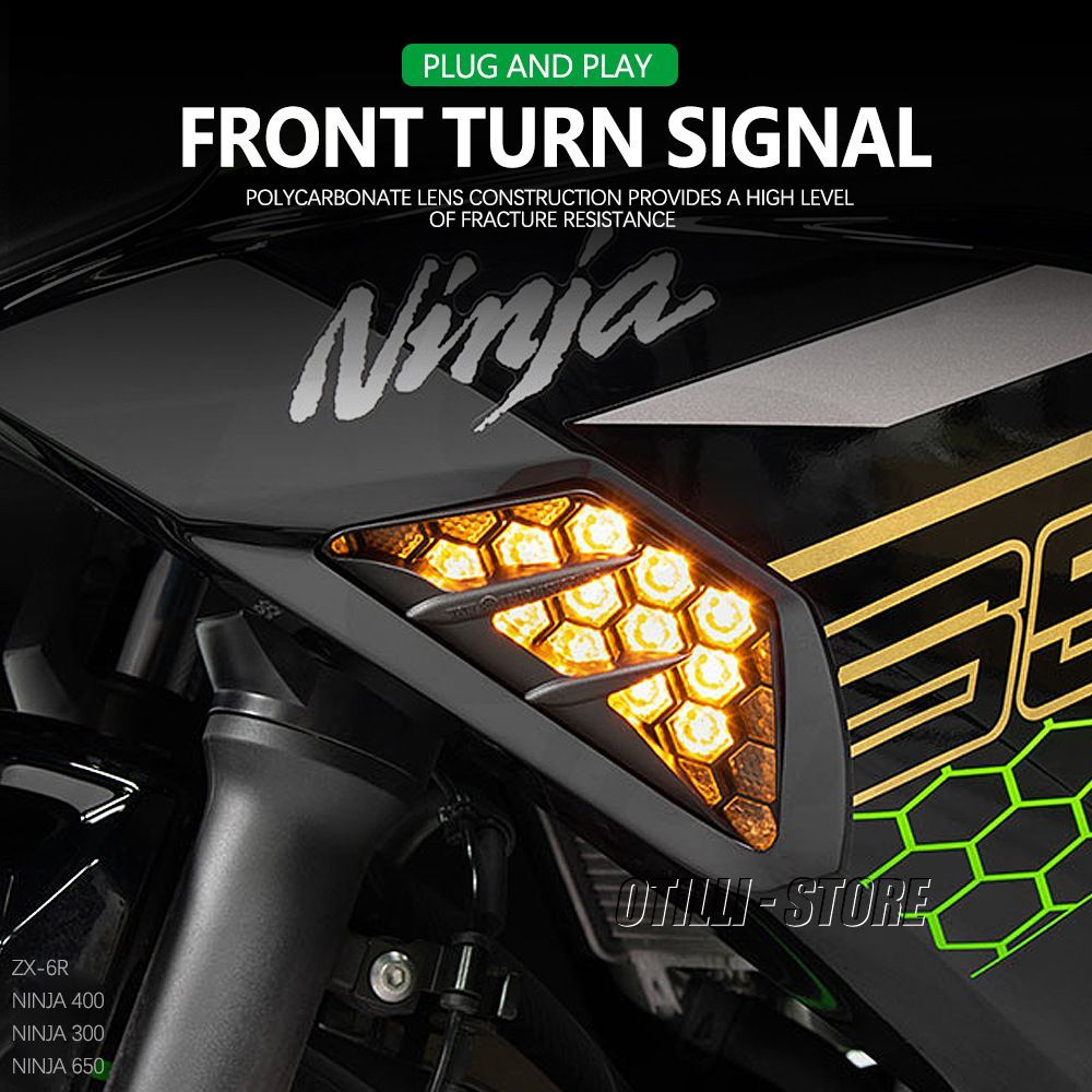 バイクパーツ カワサキ Ninja300|400|650 ZX-6R LEDウインカー スモーク調 メンズ レーシングスタイル プラグアンドプレイ
