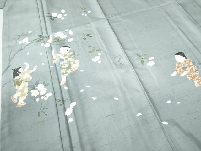 平和屋着物○本加賀友禅作家 村越幸雪 訪問着 白山紬 童子遊び 正絹