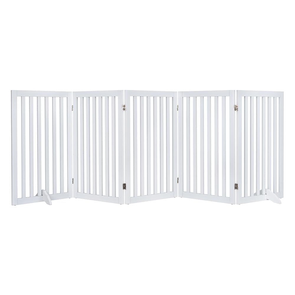 新着商品 unipaws ハイタイプペットゲート置くだけ木製バリア 犬用フェンス 白い