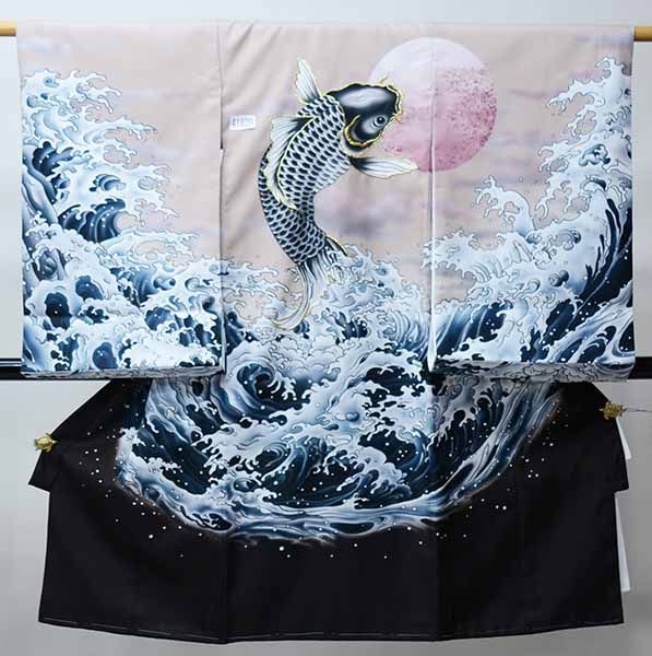 お宮参り 産着 男児 男の子 のしめ 豪華絢爛 金刺繍 鯉柄 焦げ茶