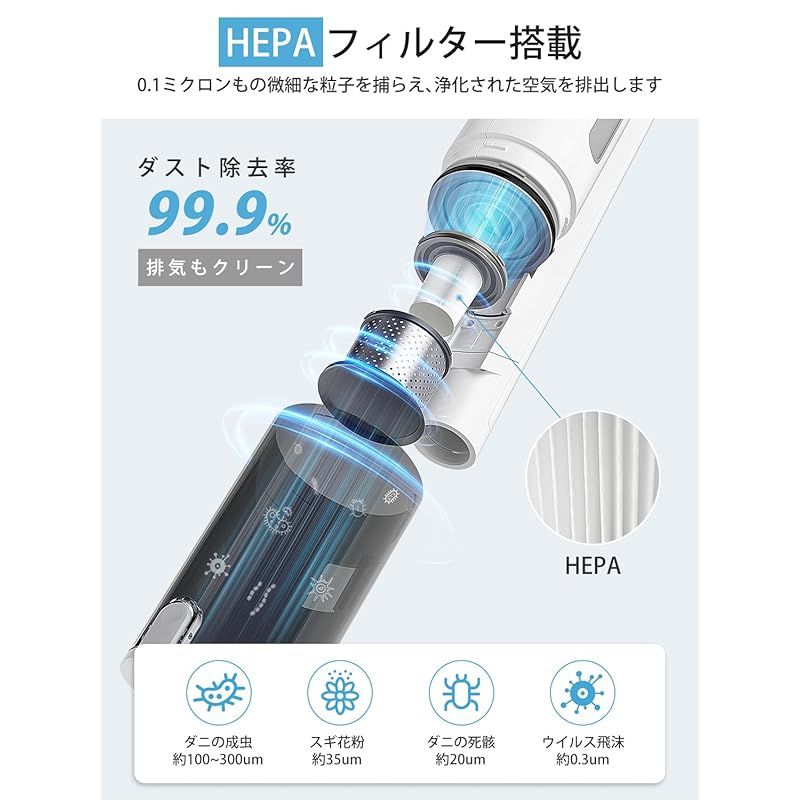 掃除機コード式 【2024革新モデル&30kpa強力吸引&超軽量＆3点ノズル付き】 コード式掃除機 6M電源コード掃除機 サイクロン 軽量 2WAYスティック掃除機 家庭 180°/90°回転 遠心分離 HEPA多重濾過 コンパクト ハンディ掃除機 卓上/本棚