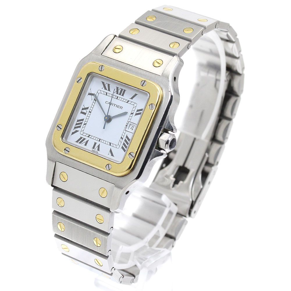 カルティエ CARTIER サントスガルベLM YGコンビ 自動巻き メンズ カルティエ CARTIER サントスガルベLM YGコンビ 自動巻き メンズ