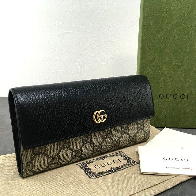 295 送料込み！ 極美品 GUCCI 長財布 456116 ブラック プチマーモント 箱付き - メルカリ