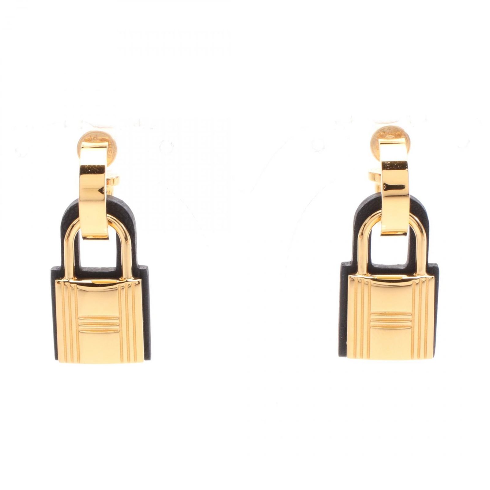 エルメス HERMES ピアス オーケリー H1726 GP ゴールドメッキ レザー ピアス レディース Used A