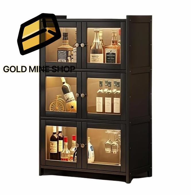 大容量防塵ウイスキー棚 アクリル透明収納キャビネット 多機能密閉ワインラック バー|リビング用 おしゃれな酒ラック 取り付け簡単 長さ60cm 4層