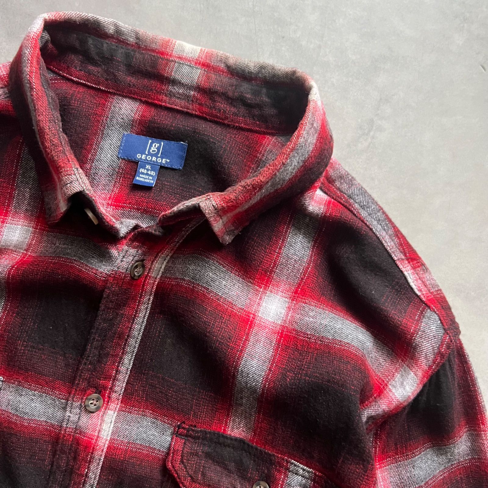 george ombre check shirt cotton×rayon ジョージ オンブレ