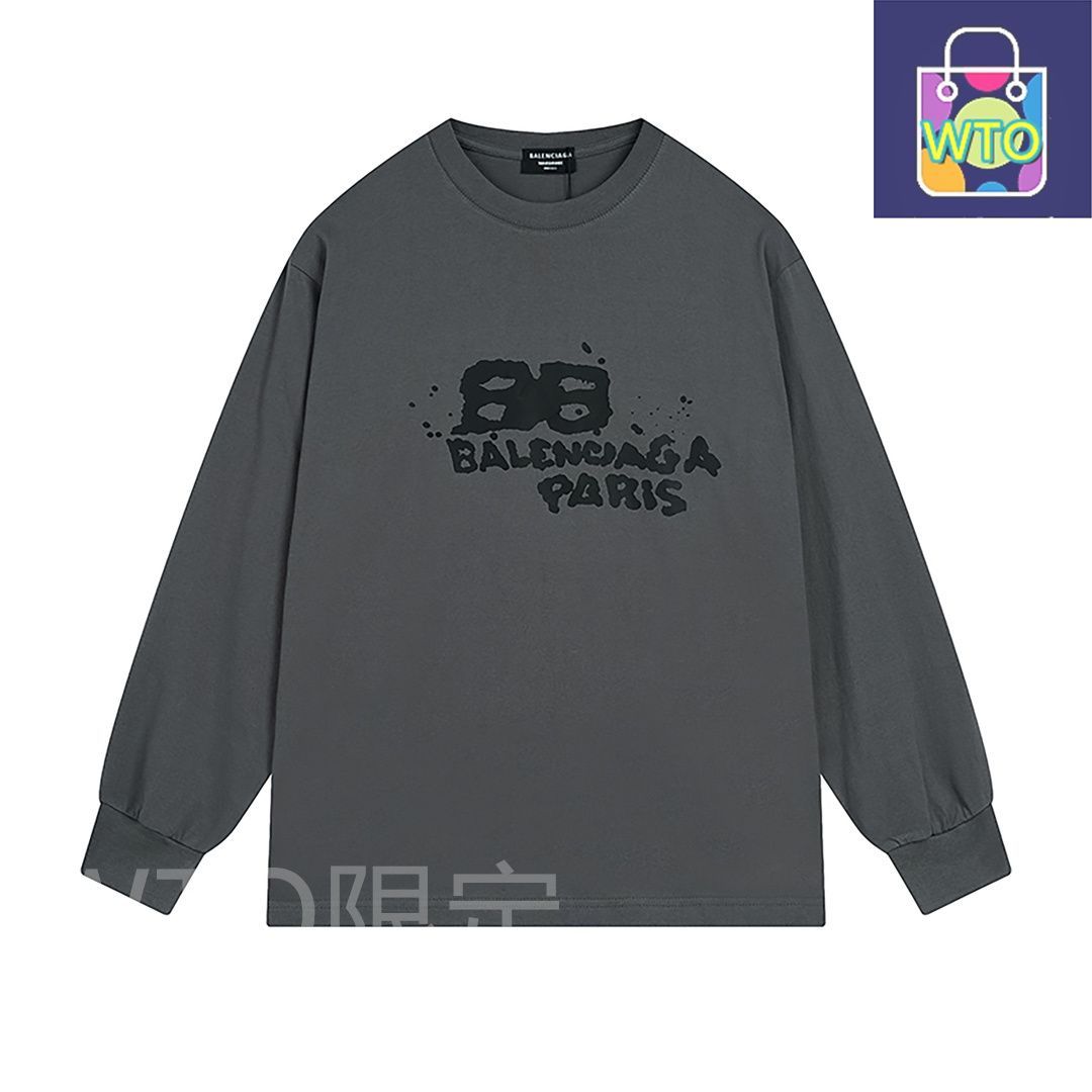 【BALENCIAGA】 ブラック グラフィック 長袖Tシャツ 本日限定特価】Balenciaga グラフィティプリント ロングスリーブ