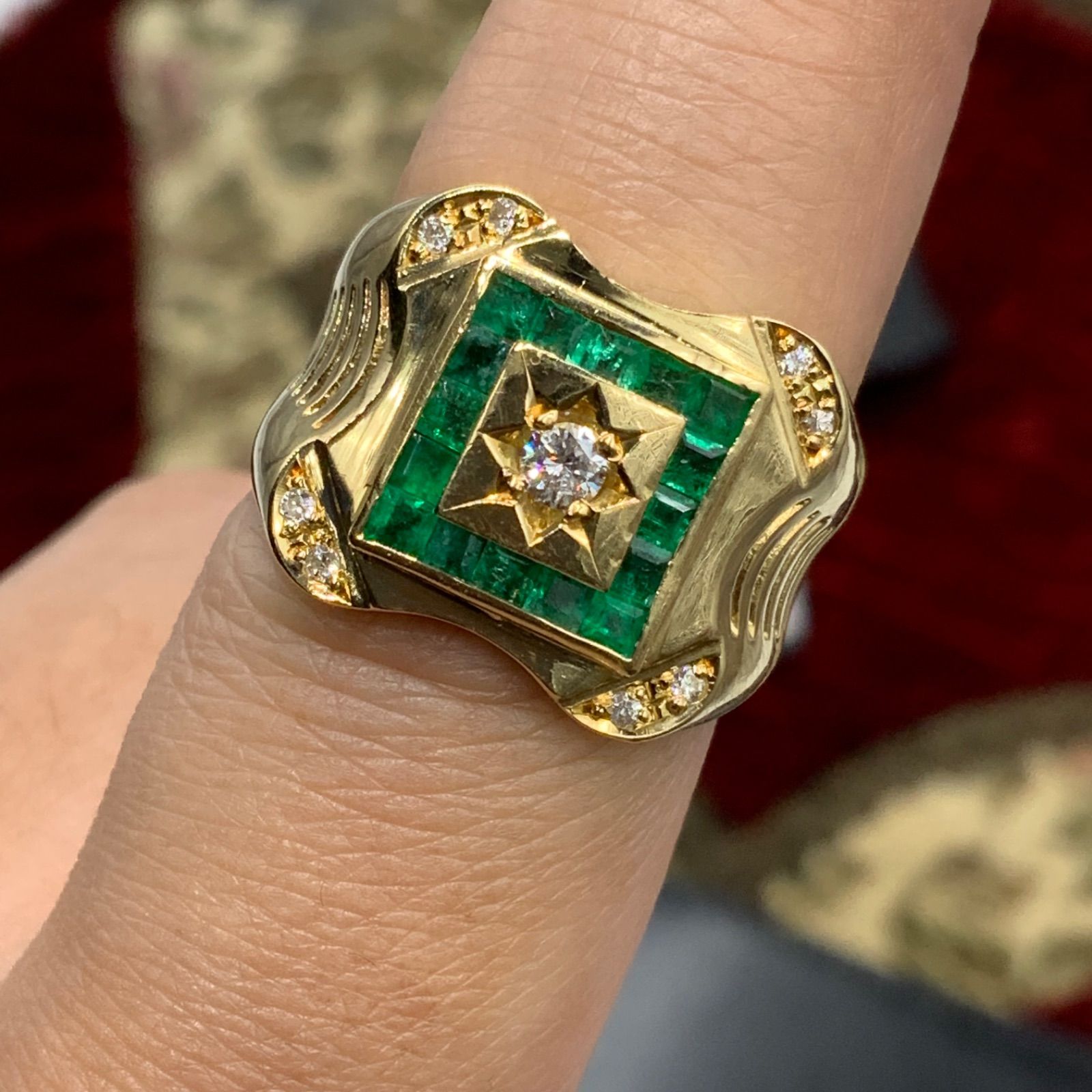 K18 ダイヤ エメラルド リング 8.1g 約15号