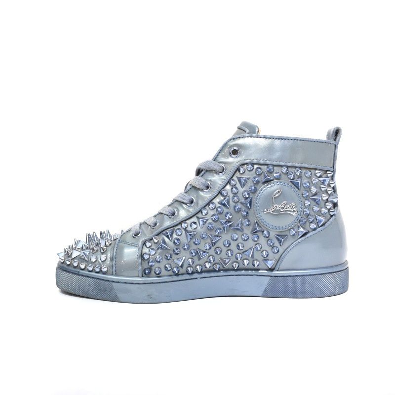 クリスチャンルブタン Christian louboutin スパイクスニーカー ハイカット 40 水色 ライトブルー AA