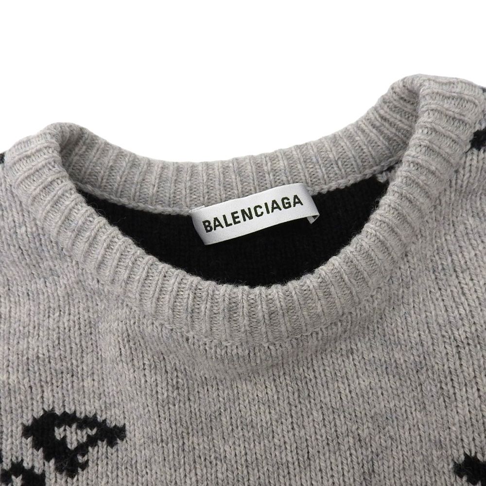 BALENCIAGA バレンシアガ 美品 ALL OVER LOGO JACQUARED KNIT