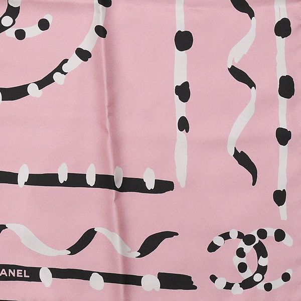 広尾店】極美品 シャネル CHANEL 大判スカーフ ピンク シルク100  