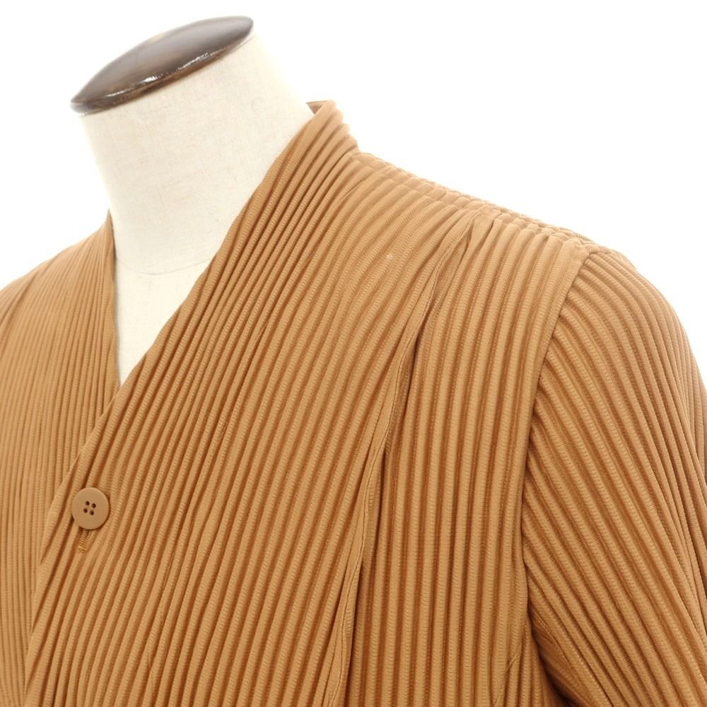 オム プリッセ イッセイミヤケ HOMME PLISSE ISSEY MIYAKE プリーツ加工 カーディガン ライトブラウン サイズ表記なし Ｌ位 メンズ
