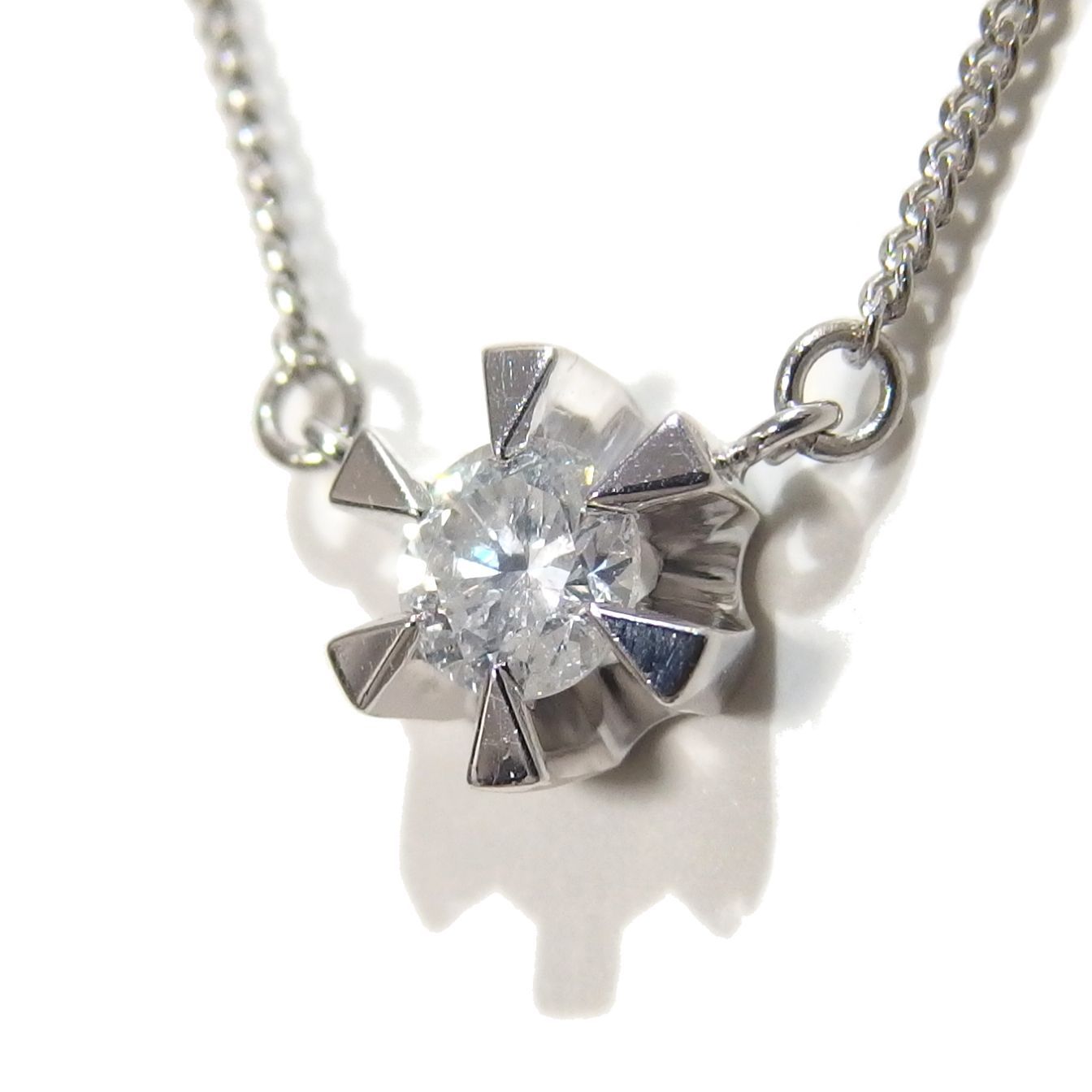 Pt850 1粒ダイヤモンド ネックレス 0.33ct