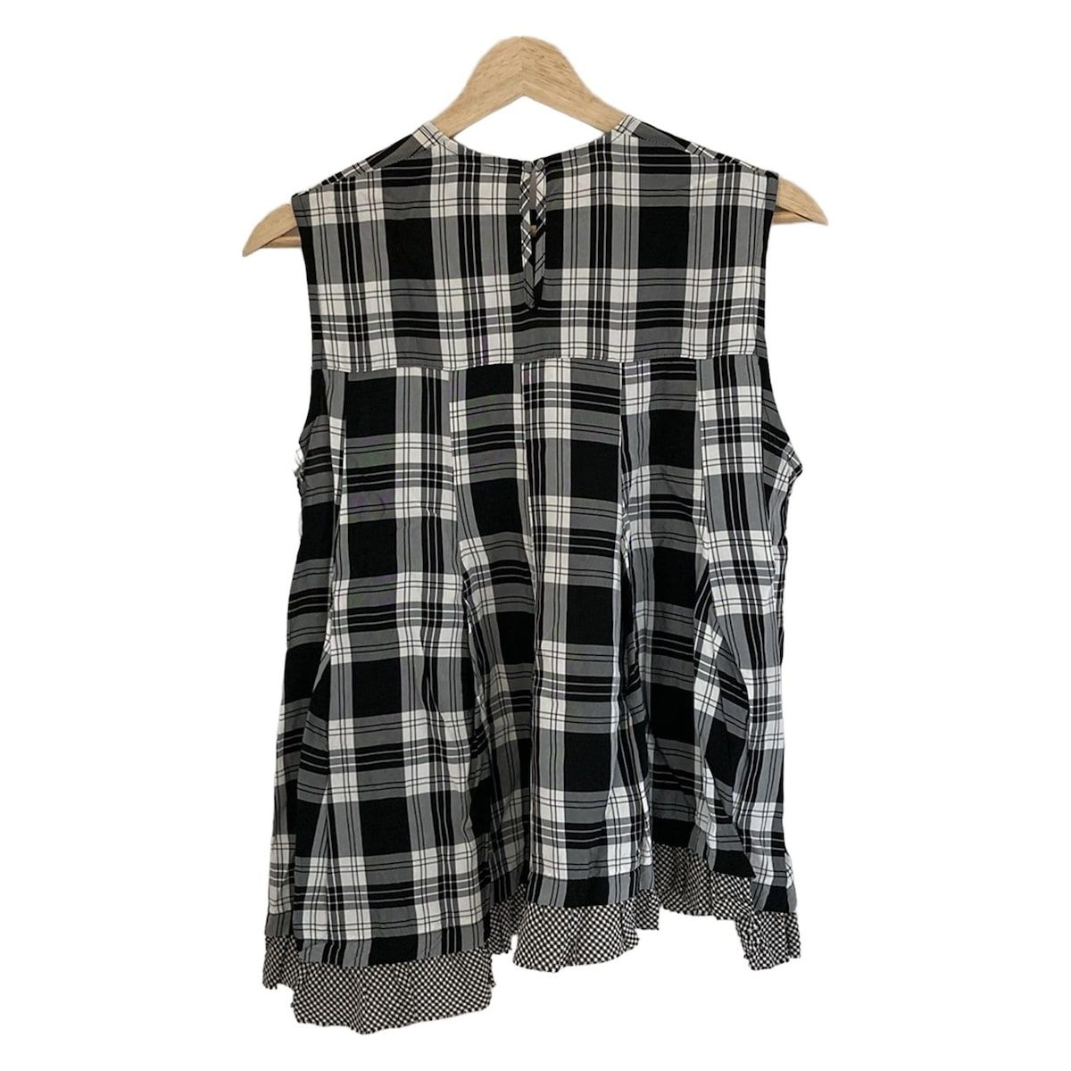 トリココムデギャルソン チェック装飾 長袖Tシャツ カットソー トリココムデギャルソン チェック装飾 長袖Tシャツ カットソー
