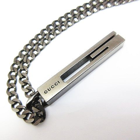 Gucci グッチ ネックレス カットアウト Gバー ペンダント シルバー925 グッチ GUCCI カットアウトGバー ネックレス （シルバー