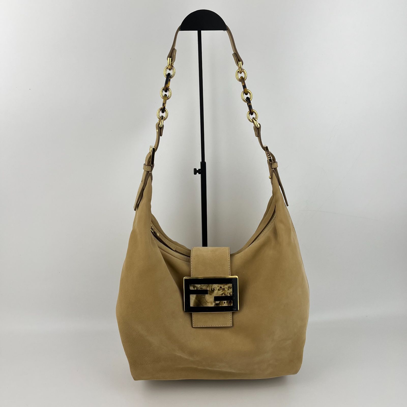FENDI フェンディ ショルダーバッグ 肩掛け ベージュ レザー ヴィンテージ レディース HIBUOCHI VINTAGE