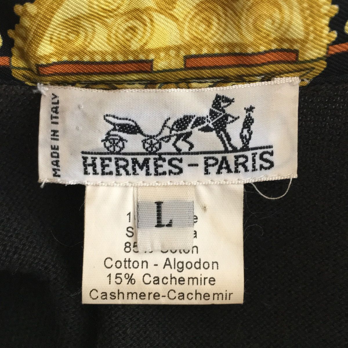 HERMES エルメス シルクニットシャツ ブラック セリエボタン ...