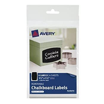 Avery 取り外し可能黒板ラベル 3.5 x 5.25インチ 長方形 4枚パック (73300)
