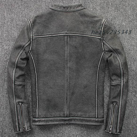 ライダース レザー革ジャン スタンドメンズ 革 革コートグレー ブラウン M S XL 2XL 4XL 3XL L 秋冬春 大きいサイズ hea5v235343 KANDAIZUMI_COM