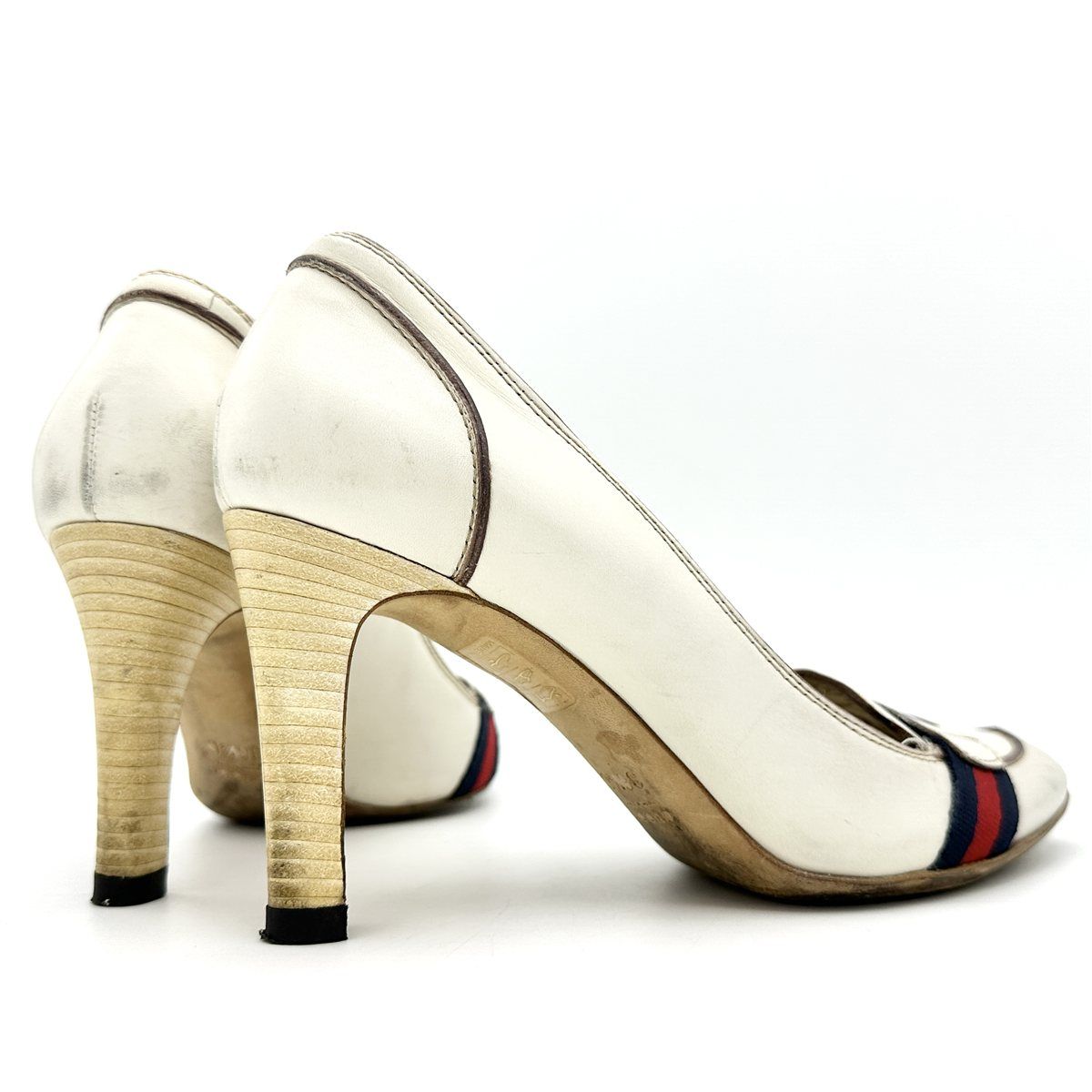 希少✨GUCCIシェリーライン　GGキャンバス　オープントゥ　パンプス GUCCI/グッチ】GGキャンバス シェリーライン チャーム付き