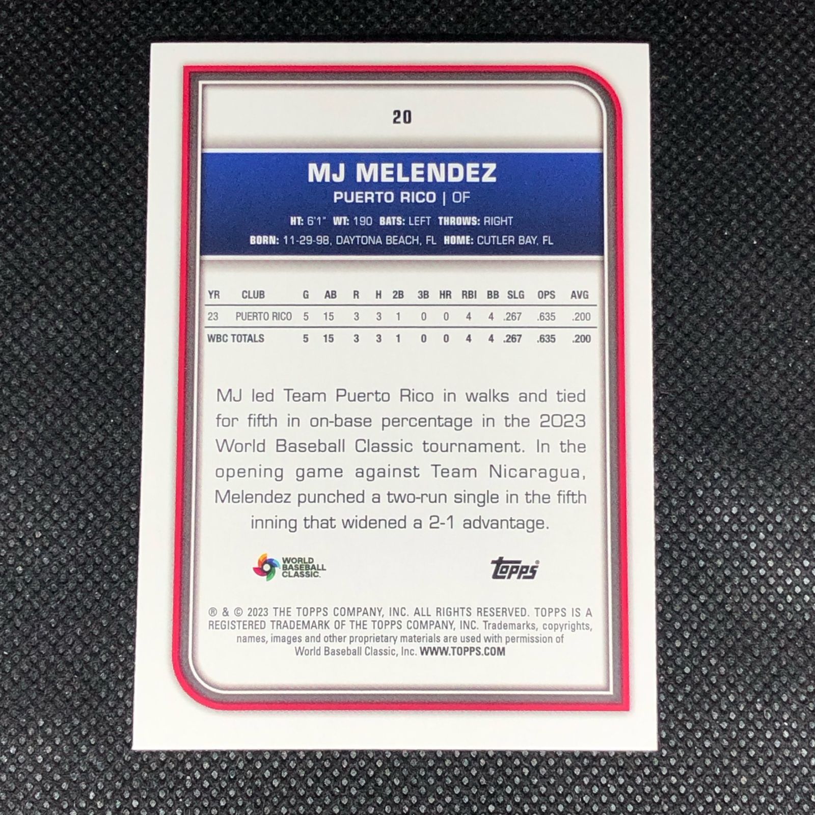 TOPPS DYNASTY MJ MELENDEZ auto WBC サイン MJ Melendez (@mjmelendez7) / X