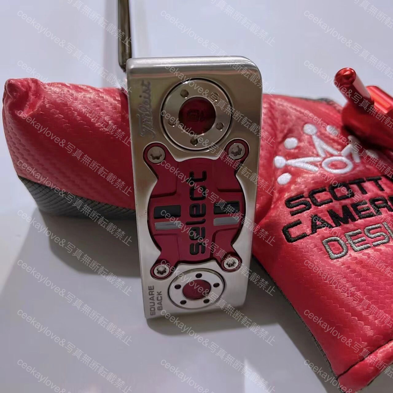 35寸 タイトリスト スコッティ キャメロン ゴルフパター セレクト スクエアバック SELECT SQUAREBACK ゴルフクラブ 赤 ヘッドカバー付け 写真無断転載禁止