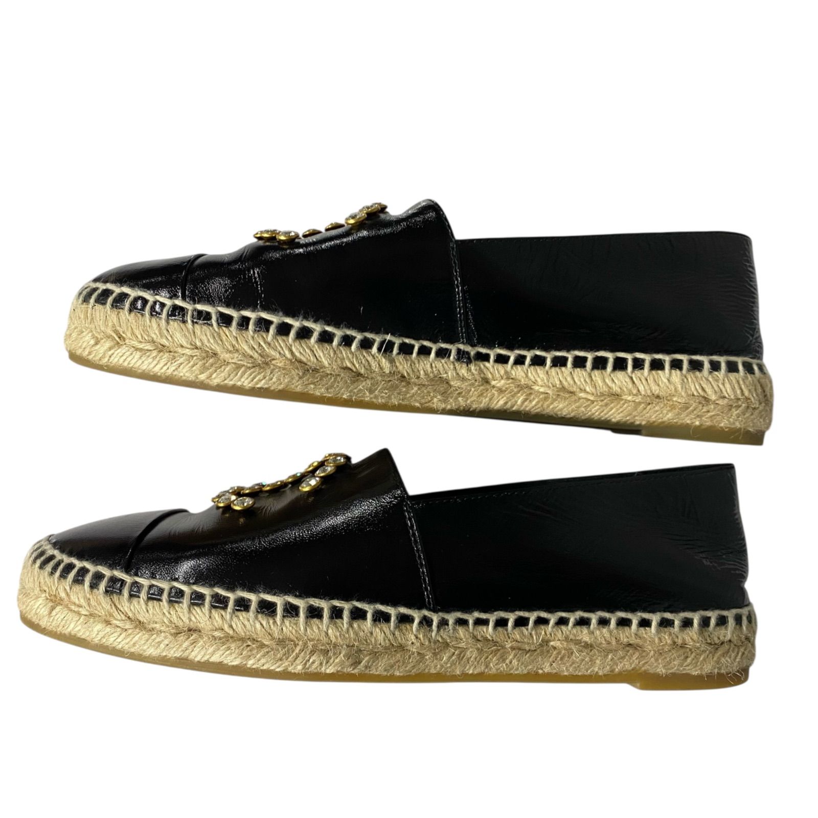 ○美品 シャネル CHANEL CCマーク エスパドリーユ フラット