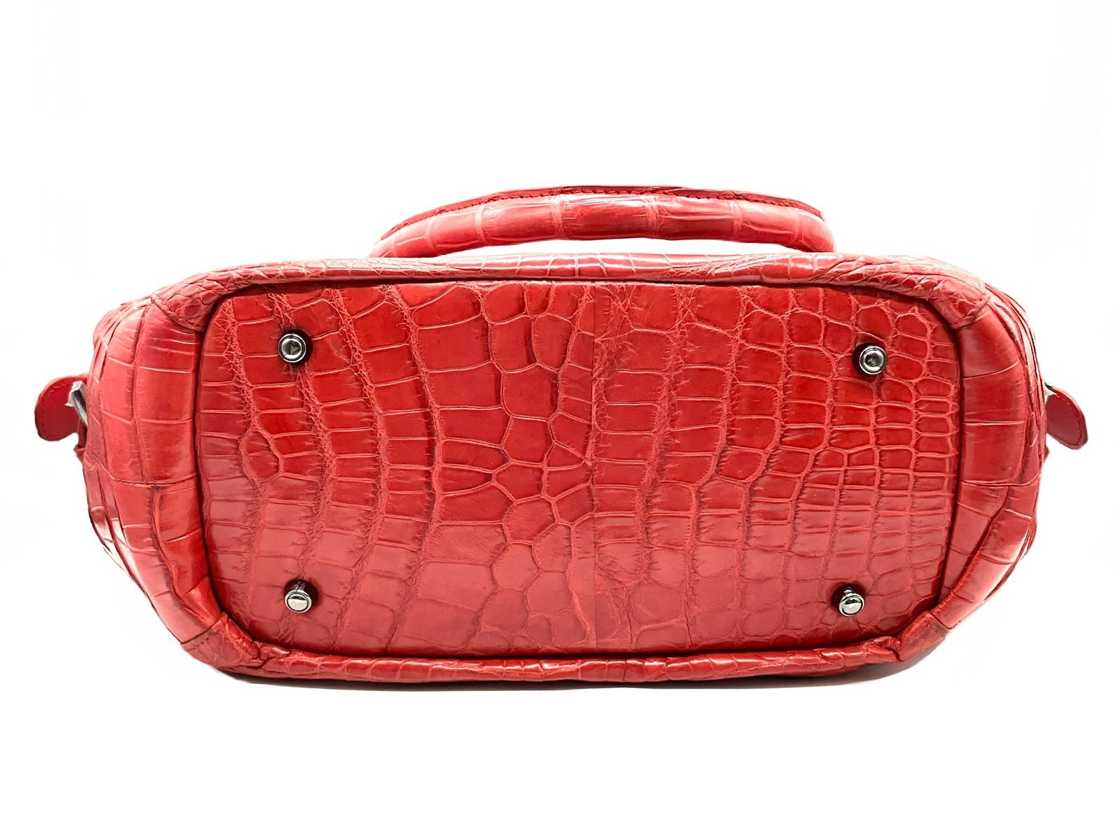 ハンドバッグ クロコダイル マット加工 赤 ハイビスカスレッド トートバッグ ファッション小物 本革 大容量 高品質 メンズ レディース ギフト  プレゼント