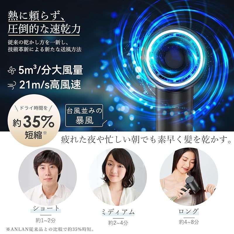 美人百花速乾ドライヤー部門NO1】【速乾×美髪】ANLAN ダブルケア