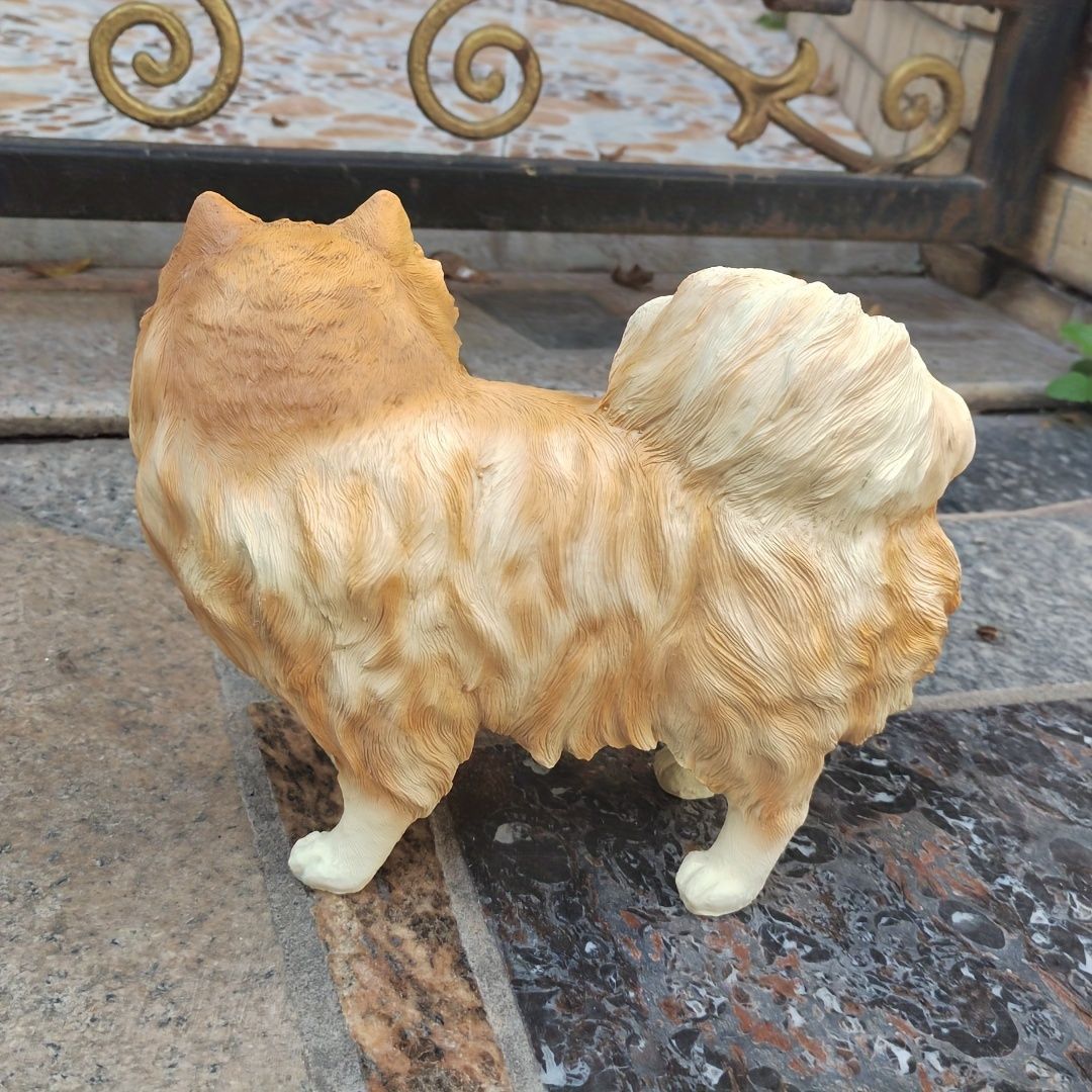 ミニチュア 置物 ポメラニアン 子犬 ベージュ イヌ リアル 24cm いぬ